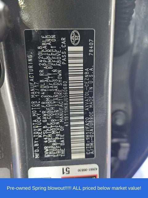 2018 Toyota Camry LE