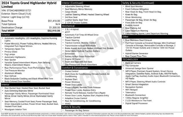 2024 Toyota Grand Highlander Hybrid Limited