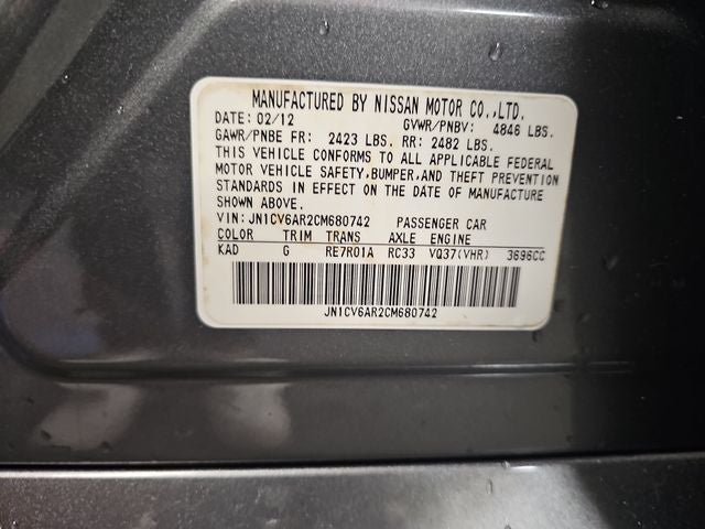 2012 INFINITI G37 X